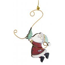 Χριστουγεννιάτικoς Ξύλινoς Άγιος Βασίλης με Δεντράκι (19cm)